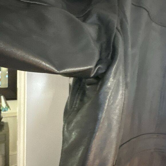 LA LEATHER California Leather Black Lined Coat Men's XL Button Vintage Jacket - Picture 13 of 16